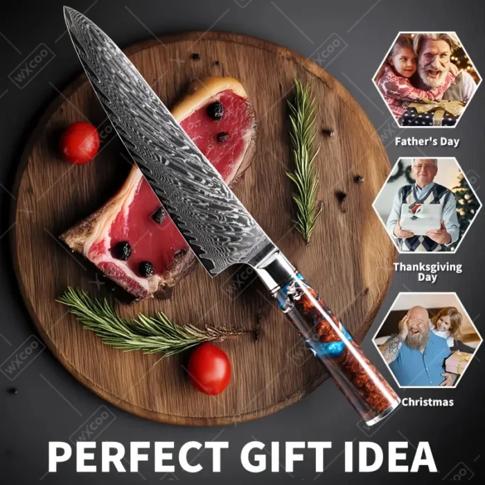 WXCOO Kitchen Knives Japanese Chef Knife Damascus Steel Hand Forged Cleaver Professional Kitchen Knives Sharp Cooking Tools - Image 2